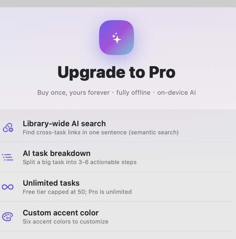 KinetTask Pro — 一次性买断解锁的全部能力